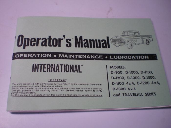 Operators Manual For 1965 Pickup And Travelall (D900-1500)1002858